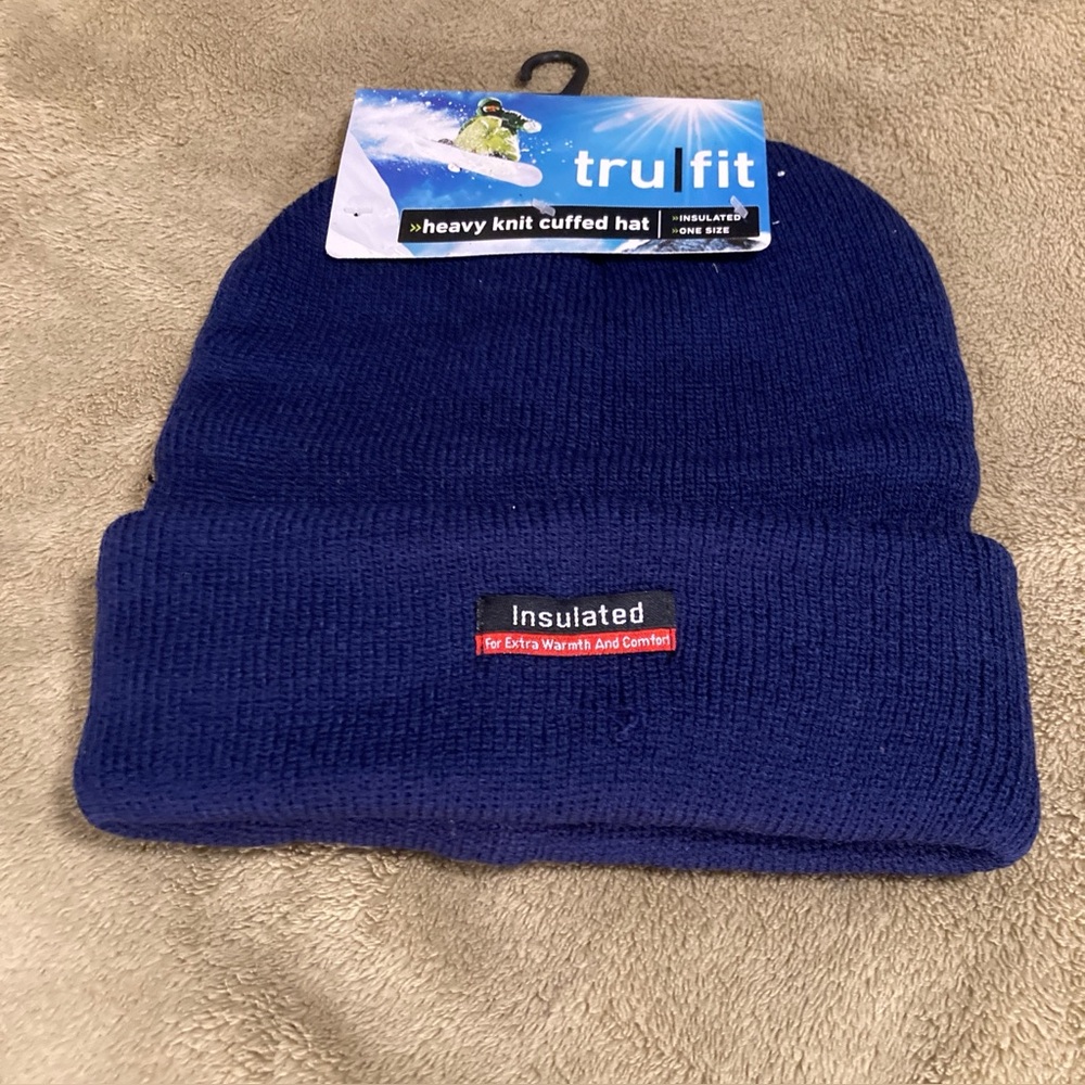 NWT Tru Fit Insulated Heavy Knit Cuffed Hat Blue Size OS (#2)